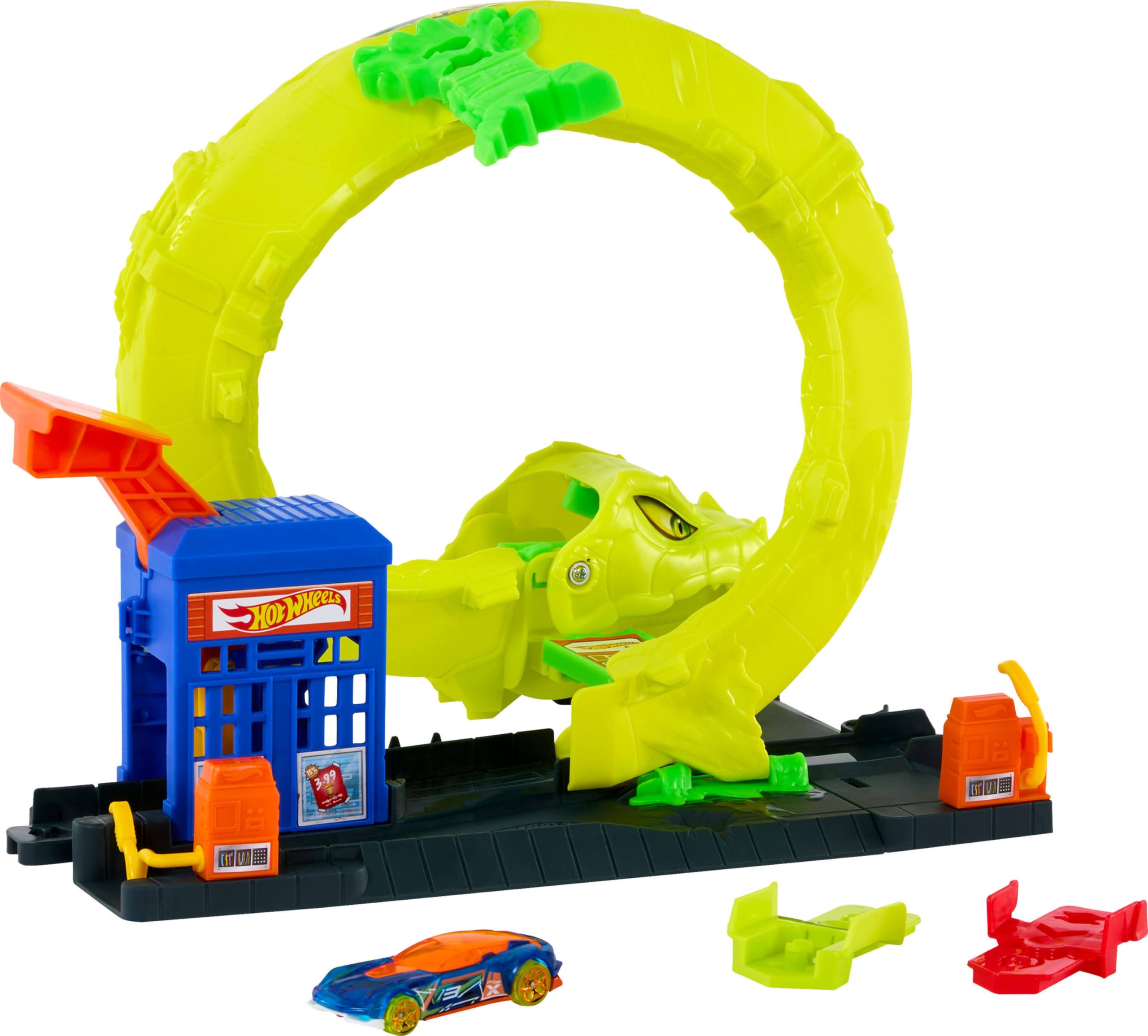 Amazon.com: Hot Wheels Toy Car Track Set, Snake Gas Station